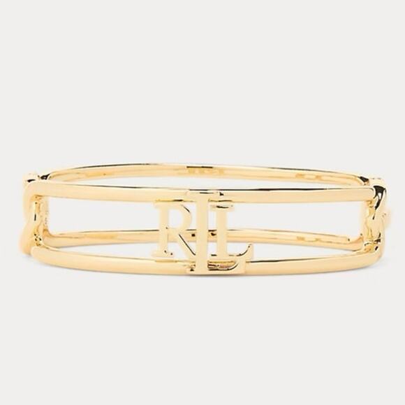 Lauren Ralph Lauren Gold-Plated Logo Hinge Bangle NWT OUT OF STOCK - Picture 1 of 4